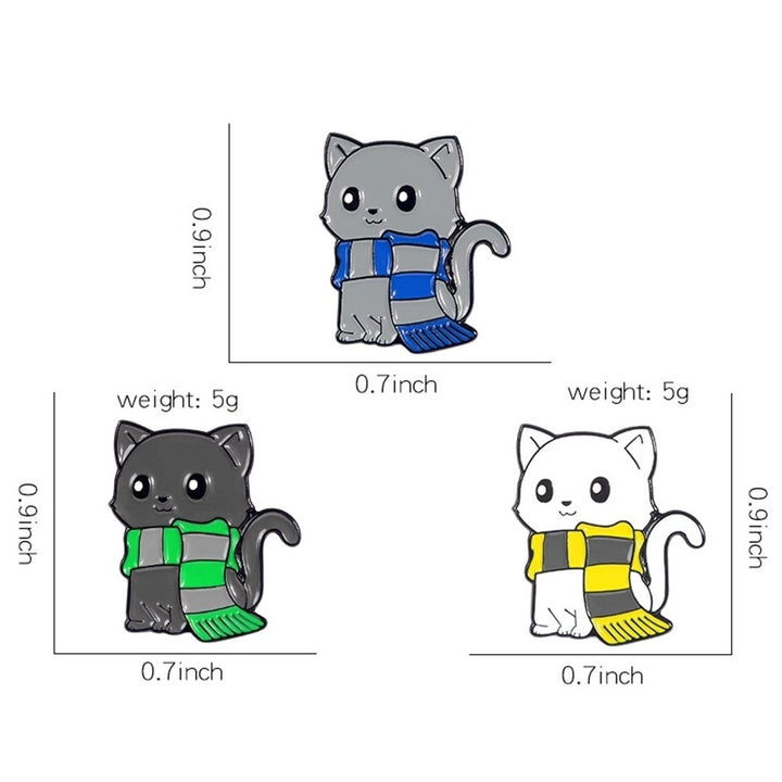Unisex Cartoon Cat Scarf Shape Alloy Brooch Pin Lapel Denim Jacket Badge Decor Image 8