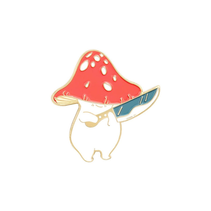 Cartoon Cute Mushroom Knife Guitar Enamel Student Brooch Pin Badge Jewelry Gift Image 1