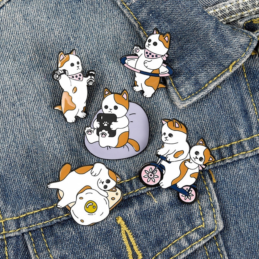 5Pcs Dog Brooch Dumbbells Sports Lovely Alloy Dog Patterns Cartoon Badge for Daily Wear Image 1