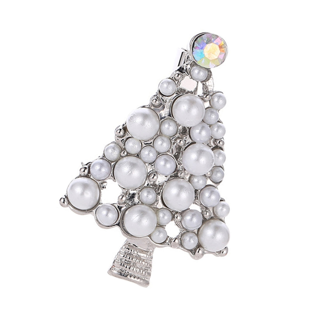 Brooch Pin Christmas Tree Shape Faux Pearls Jewelry Exquisite All Match Brooch Clothes Decor Image 8