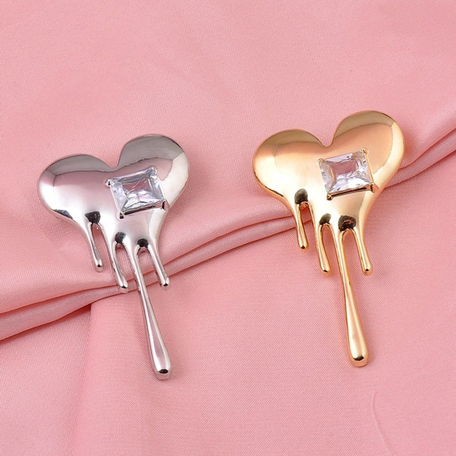 Mini Exquisite Lapel Pin Gift Heart Shaped White Cubic Zirconia Brooch Pin Costume Accessories Image 1
