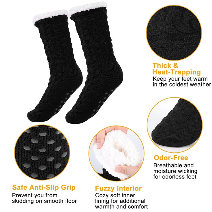Winter Slipper Socks Winter Warm Fluffy Grip Floor Socks With Anti-Slip Grip For Women US 5.5-8.5 Image 2