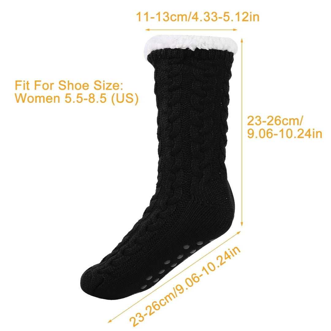 Winter Slipper Socks Winter Warm Fluffy Grip Floor Socks With Anti-Slip Grip For Women US 5.5-8.5 Image 4