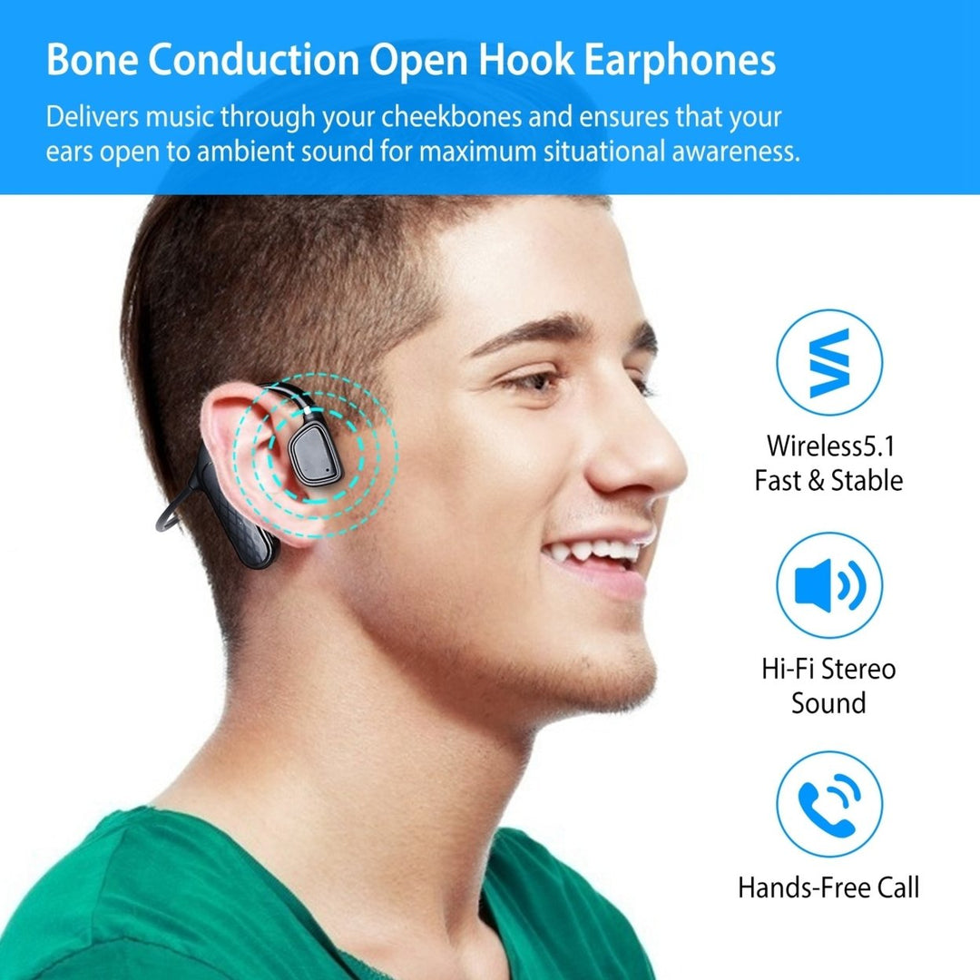 Wireless V5.1 Bone Conduction Earphones Open-Ear Wireless Headsets Music Sport Wireless Open Hook Earphone with Image 3