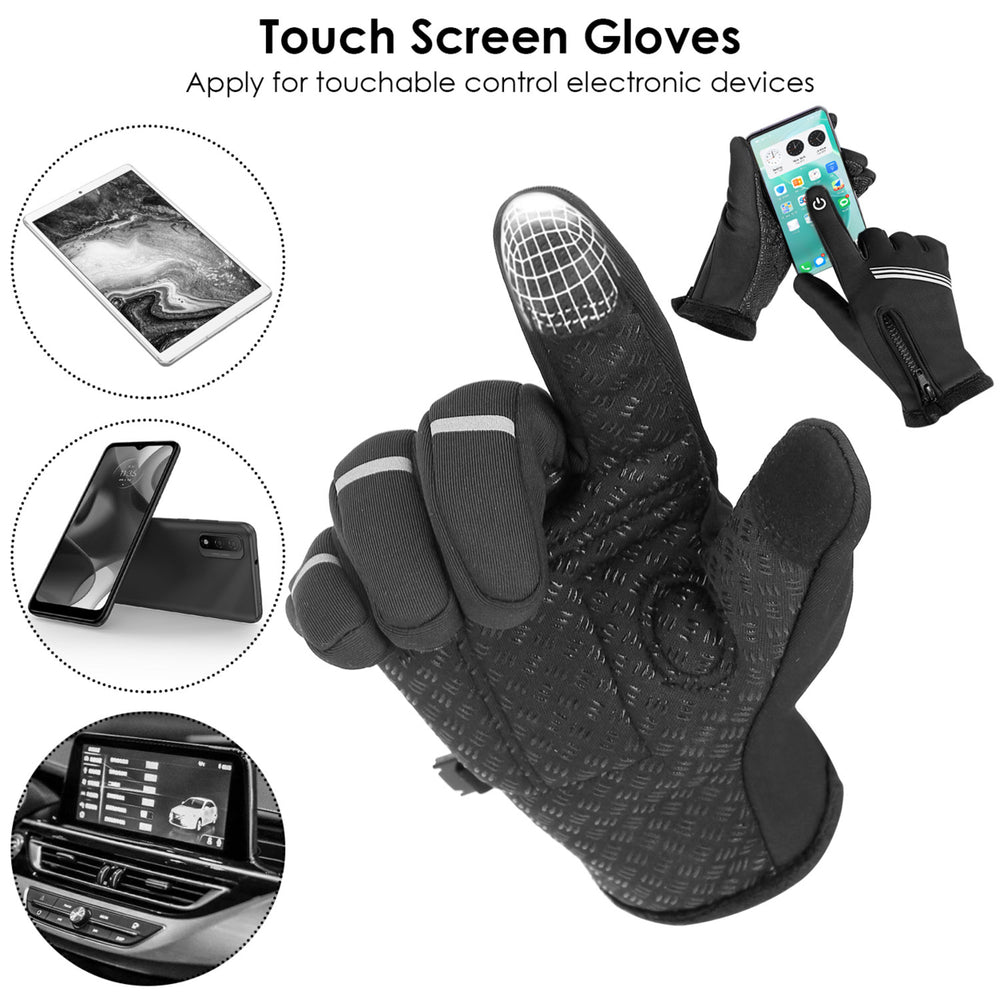 1Pair Winter Gloves Touchscreen Thermal Windproof Fleece Lined Gloves For Winter Running L Size Image 2