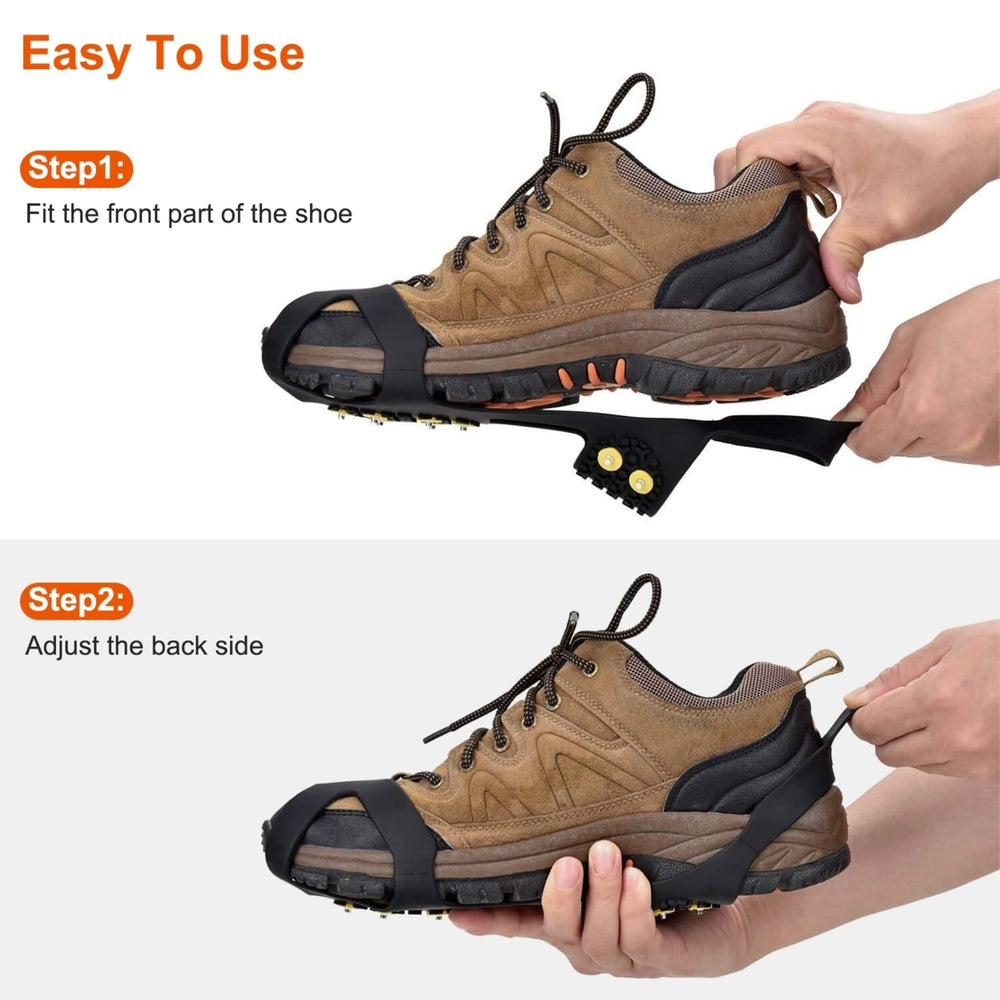 Ice Snow Grips Anti Slip Over Shoe Spikes Boot Traction Cleat Portable Ice Grippers Footwear with 10 Steel Studs S Size Image 2