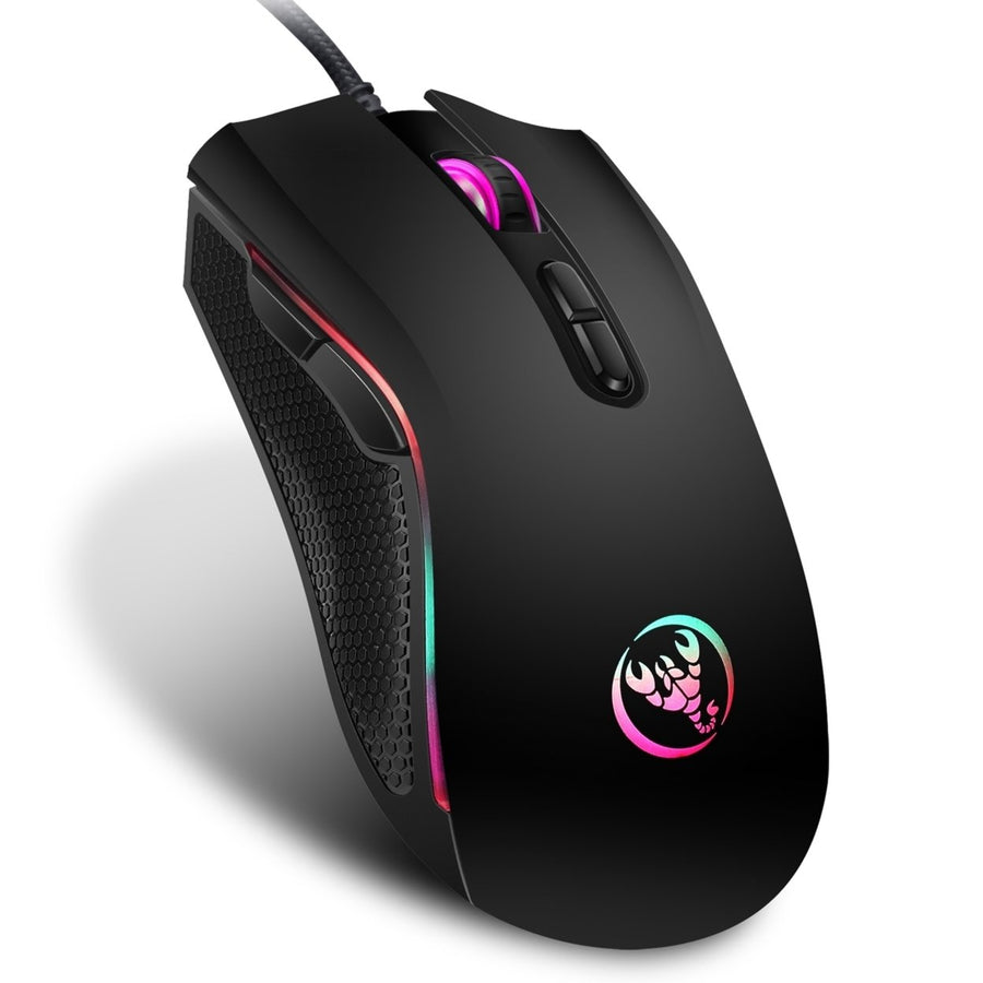 Wired Gaming Mouse 7 Keys Ergonomic Optical Mouse with 7 Changeable Colors 4 Adjustable DPI Levels up to 3200 for Image 1