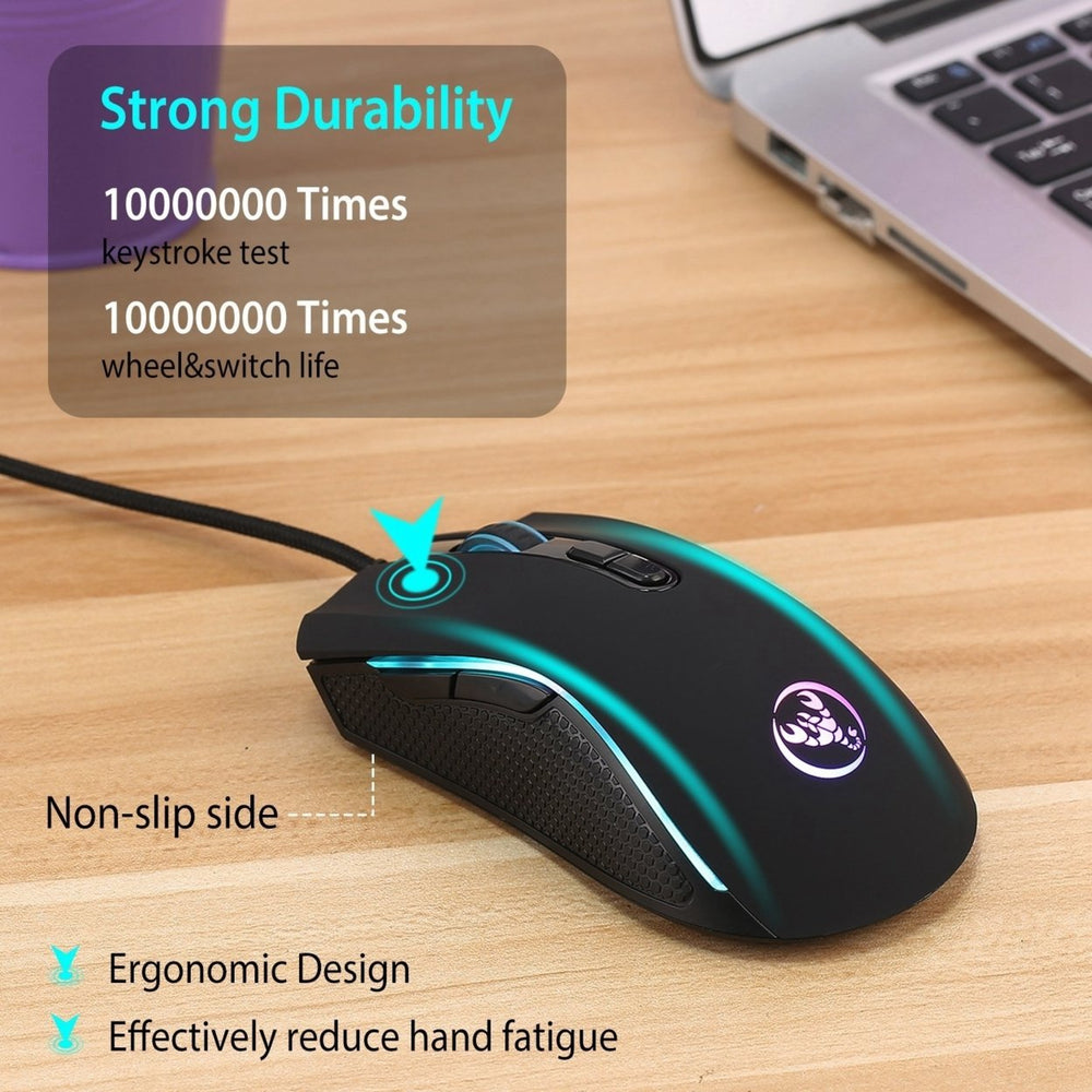 Wired Gaming Mouse 7 Keys Ergonomic Optical Mouse with 7 Changeable Colors 4 Adjustable DPI Levels up to 3200 for Image 2