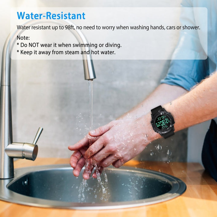Men Digital Sports Watch Water-Resistant Military Wrist Watch LED Backlight Date Week Display Alarm Stopwatch Function Image 7