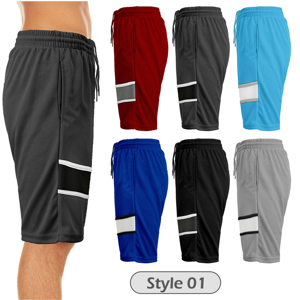 5-Pack: Mens Active Moisture-Wicking Mesh Performance Shorts (S-2XL) Image 2