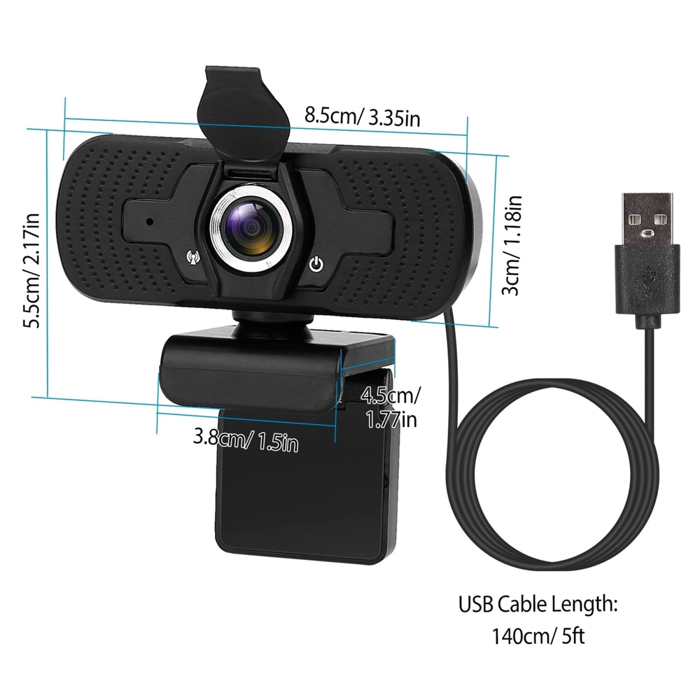 FHD 1080P USB Webcam Microphone Privacy Cover Rotatable Clip Streaming USB Camera Plug And Play Image 2
