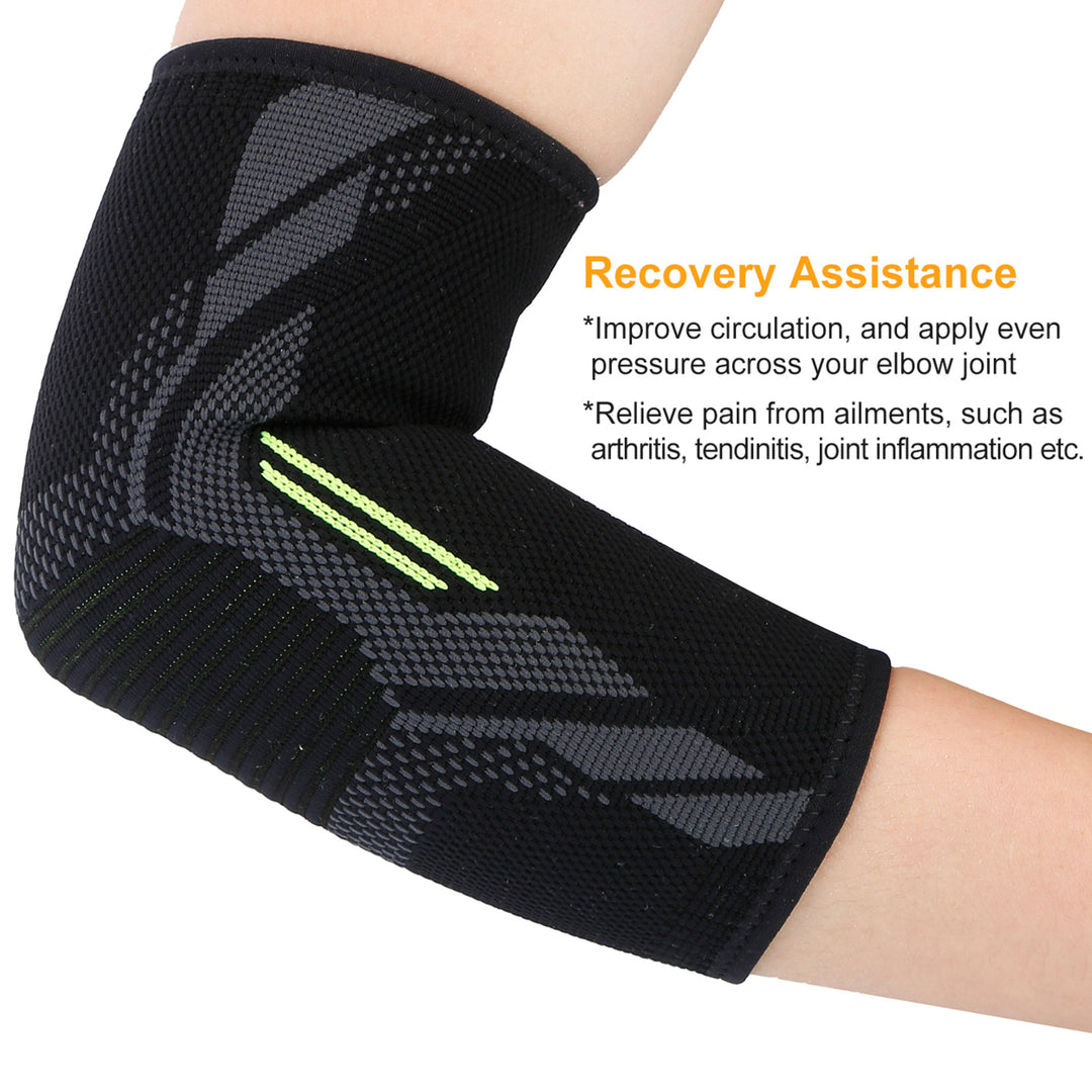 Elbow Support Brace Compression Sleeve Adjustable Arm Support Wrap Guard Bandage Arm Band for Tendinitis Arthritis L Image 4