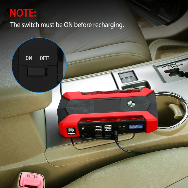Car Jump Starter Booster 1000A Peak 20000mAh 12V Battery Charger Up to 6.0L Gas or 3.0L Diesel Engine LCD Screen 3 Modes Image 3