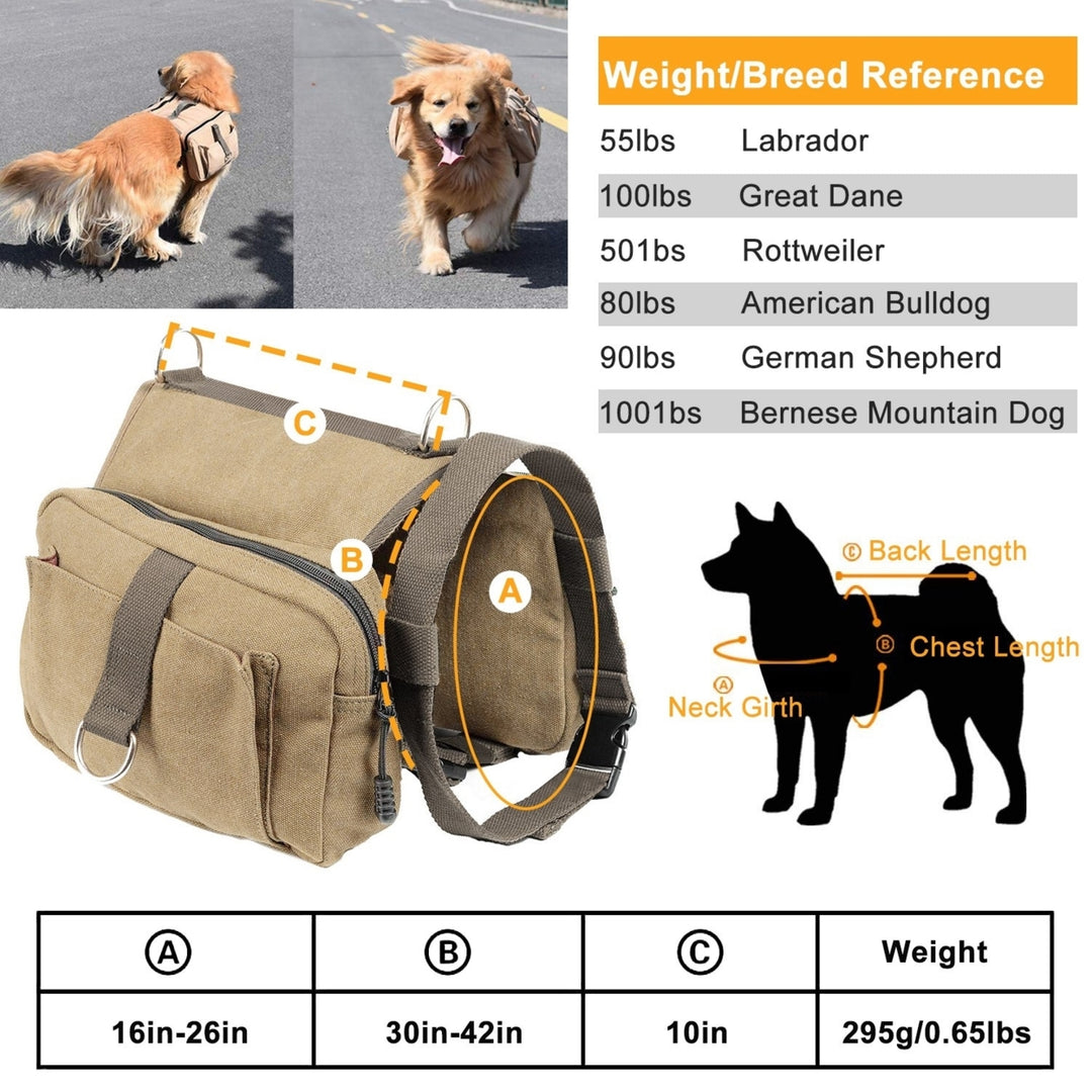 Pet Dog Backpack Hound Hiking Camping Saddle Bag Cotton Canvas Image 3