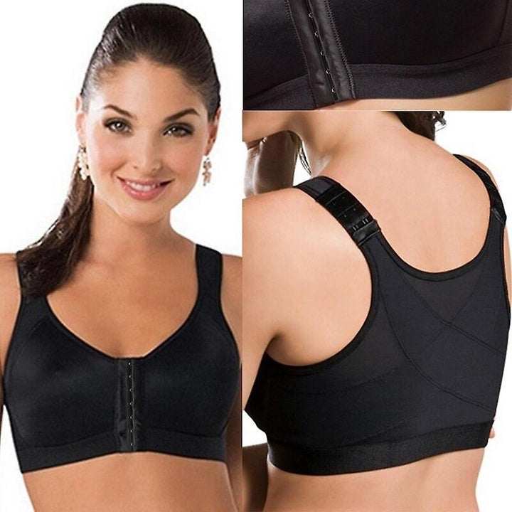 Women Posture Corrector Front Closure Bra Wire Free Back Support Underwear Fitness Yoga Vest Image 9