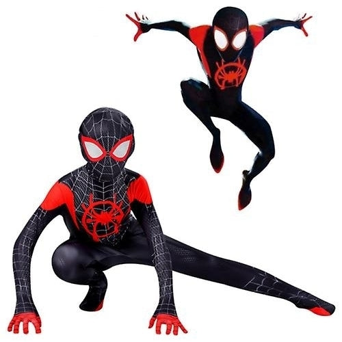 Kids Miles Morales Costume Spiderman Cosplay Jumpsuit Halloween Cosplay Suit Image 3