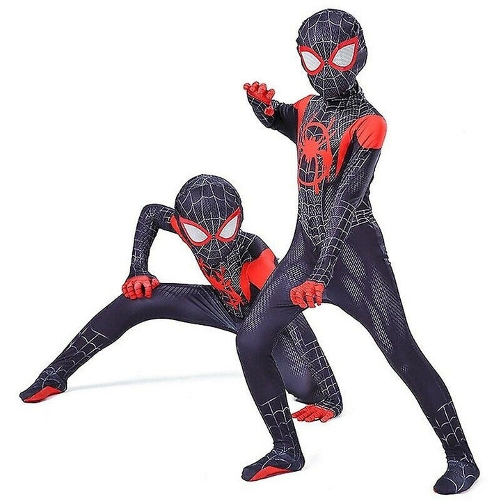 Kids Miles Morales Costume Spiderman Cosplay Jumpsuit Halloween Cosplay Suit Image 4