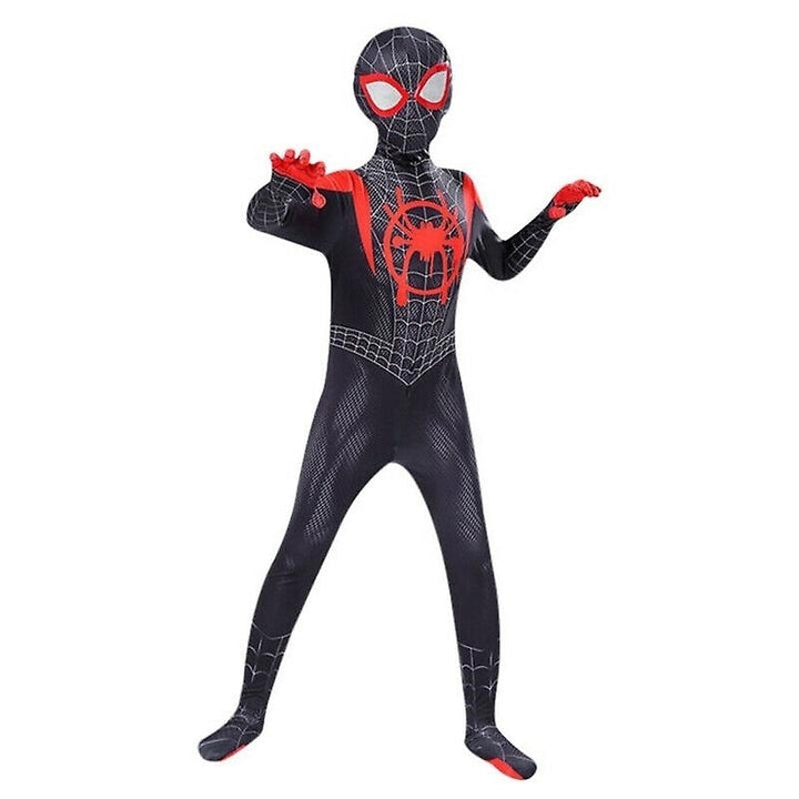 Kids Miles Morales Costume Spiderman Cosplay Jumpsuit Halloween Cosplay Suit Image 4