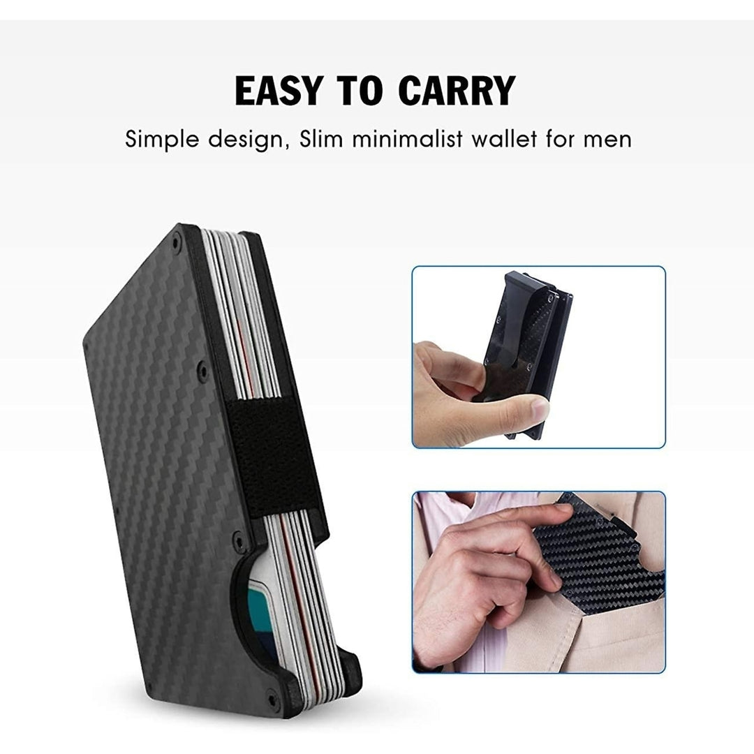 Men Rfid Blocking Slim Money Clip Carbon Fiber Credit Card Holder Pocket Wallet Clip Image 3