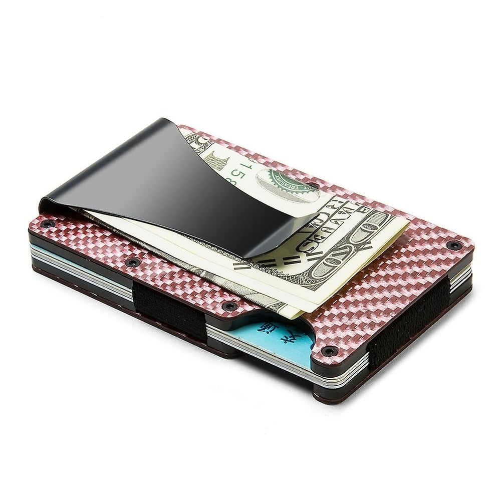Men Rfid Blocking Slim Money Clip Carbon Fiber Credit Card Holder Pocket Wallet Clip Image 1