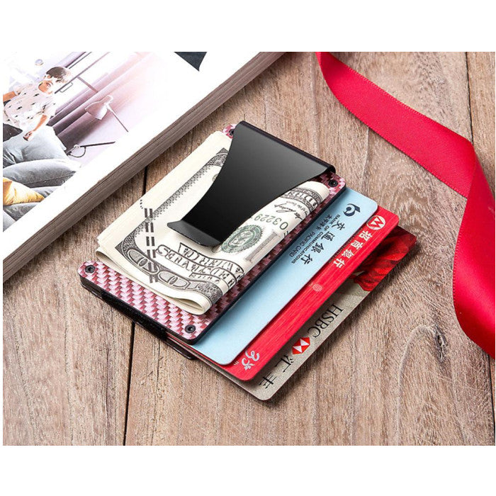 Men Rfid Blocking Slim Money Clip Carbon Fiber Credit Card Holder Pocket Wallet Clip Image 9