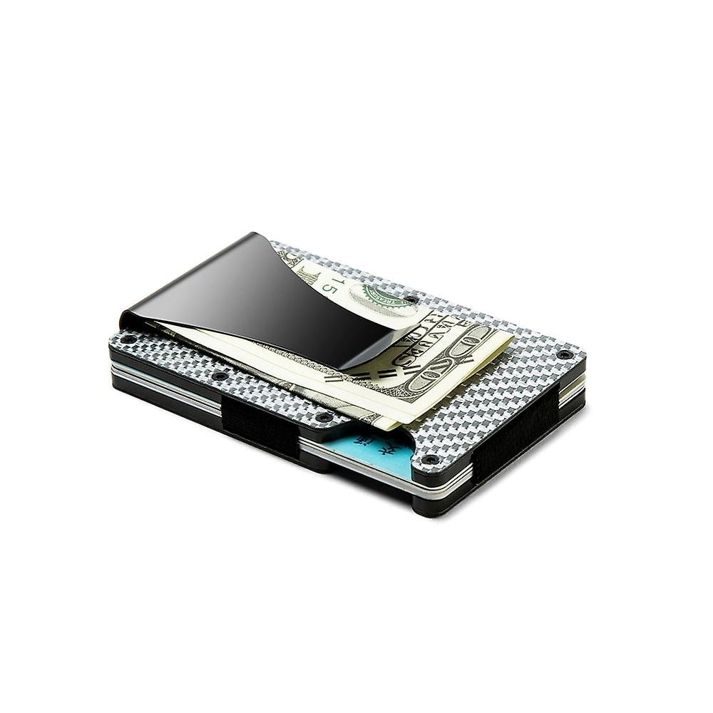 Men Rfid Blocking Slim Money Clip Carbon Fiber Credit Card Holder Pocket Wallet Clip Image 1
