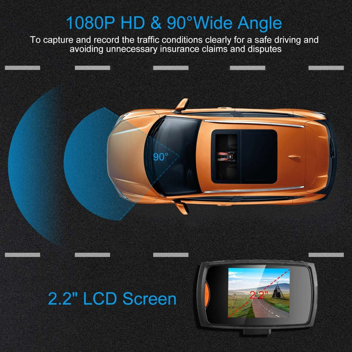 1080P Car DVR Camera Dash Cam Camcorder 90 Degree Angle Loop Recording Night Vison Image 3