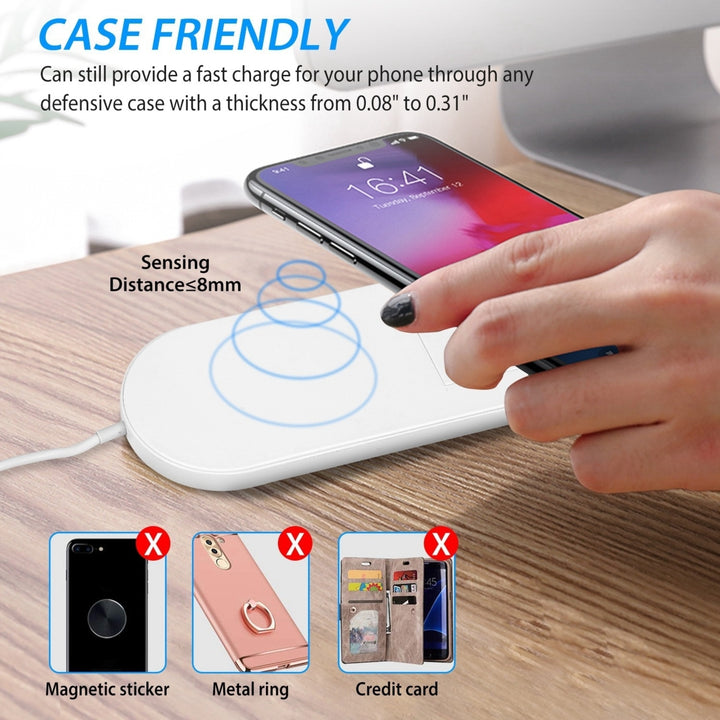 10W Qi Wireless Charger Watch Charger 2-in-1 Wirless Charging Pad Image 3