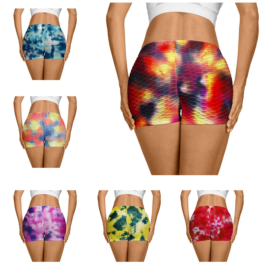 Womens Tie Dyed Low Waisted Workout Shorts Image 1
