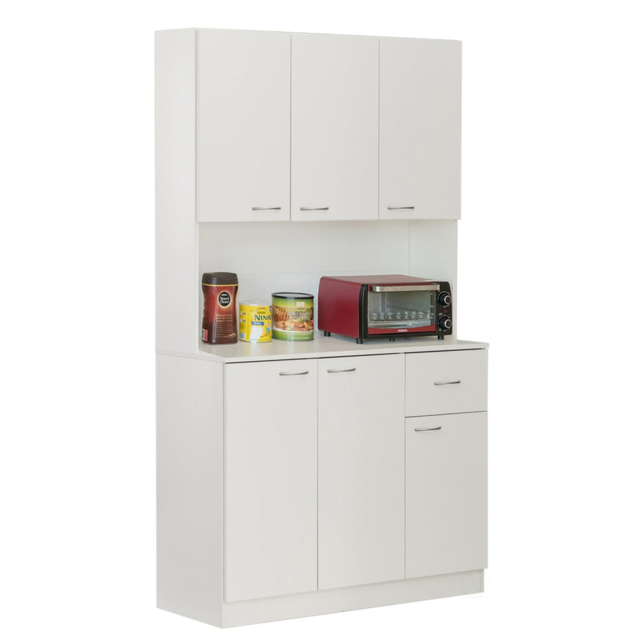 Wooden Kitchen Pantry Storage Cabinet with DrawerDoors and ShelvesWhite Image 1
