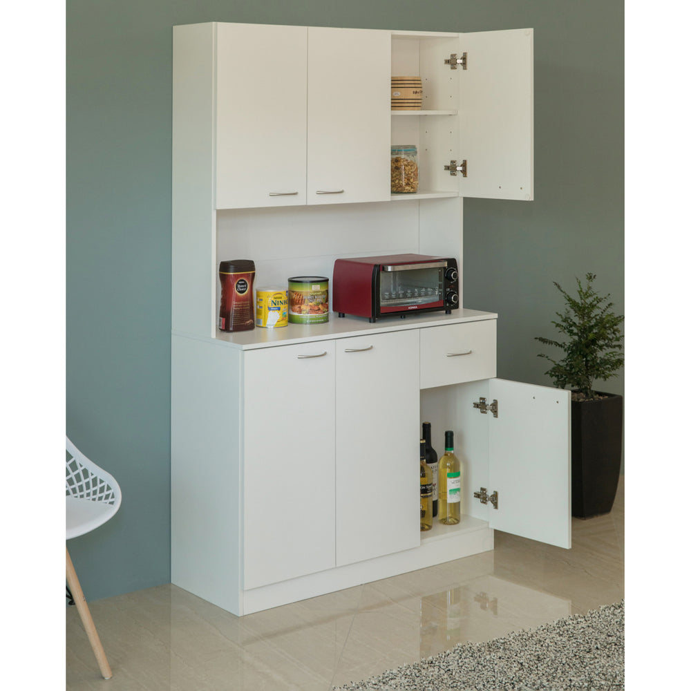 Wooden Kitchen Pantry Storage Cabinet with DrawerDoors and ShelvesWhite Image 2