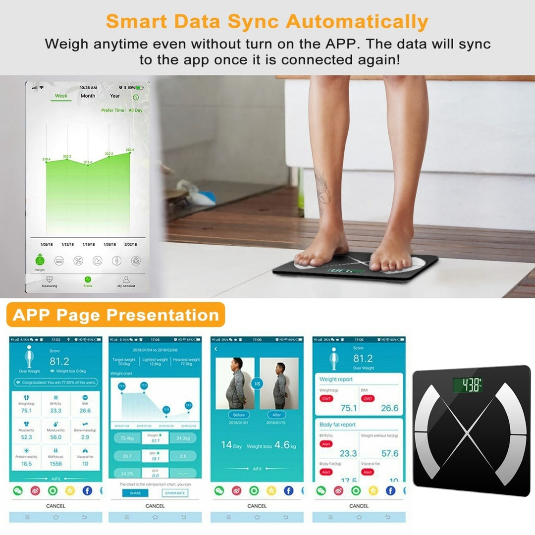 Smart Body Composition Scale Fat Monitor Digital APP Scale BMI Health Analyzer Image 4