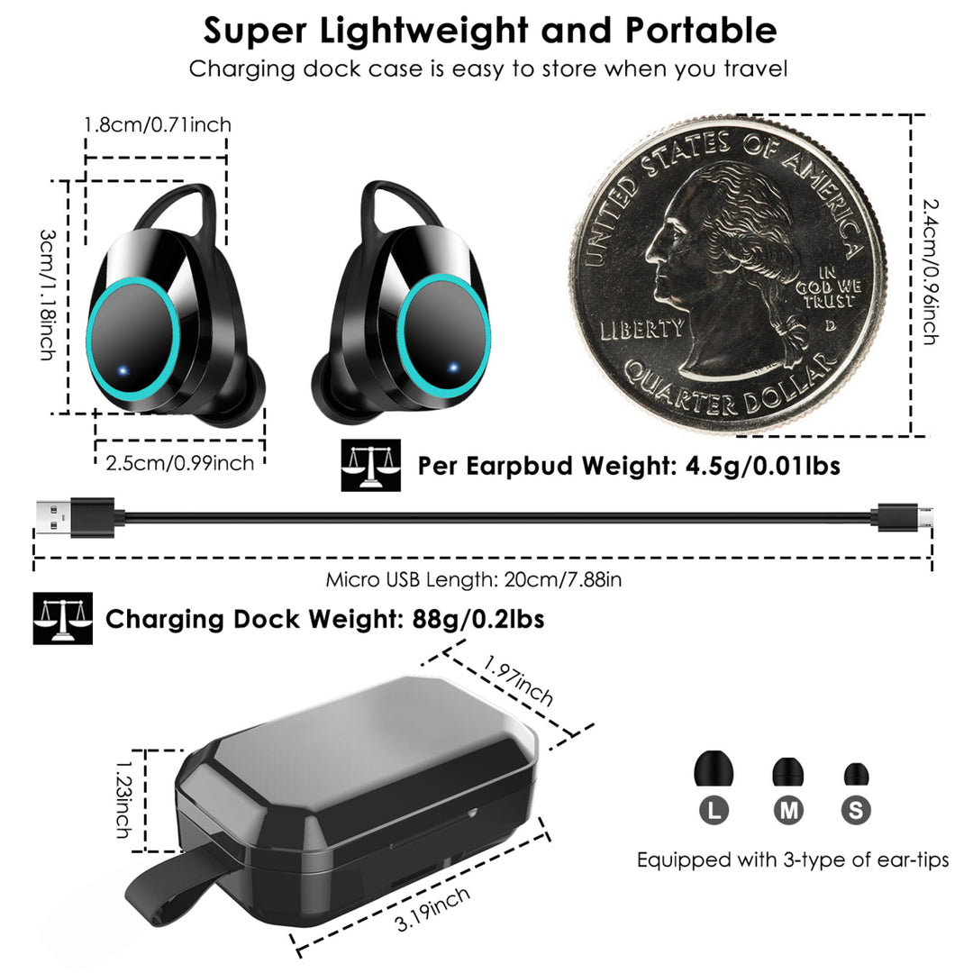 TWS Wireless 5.0 Earbuds Touch In-Ear Stereo Headsets Image 3