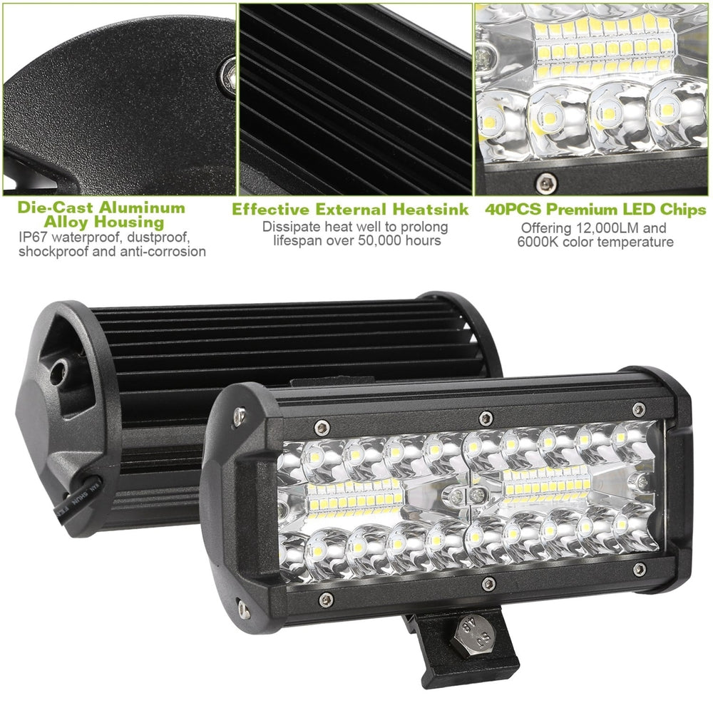 7in LED Light Bar 120W 12000LM LED Work Light Pods Offroad Driving Lights Image 2