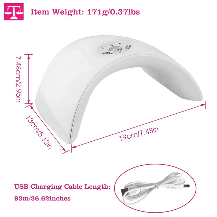 36W UV LED Lamp Nail Gel Dryer 12 LEDs Sensor Fingernail Toenail Gel Curing Machine White Image 8