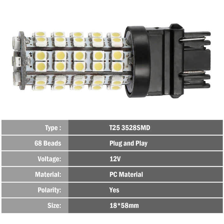 10Pcs LED Car Light Bulbs 760lm T25 3528SMD 6000K Pure White Auto Lamps Image 4