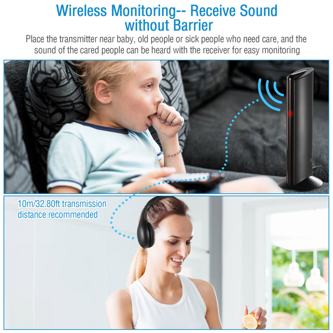 Wireless RF Headphones HiFi Over-Ear Headsets RF Transmitter Receiver Image 4