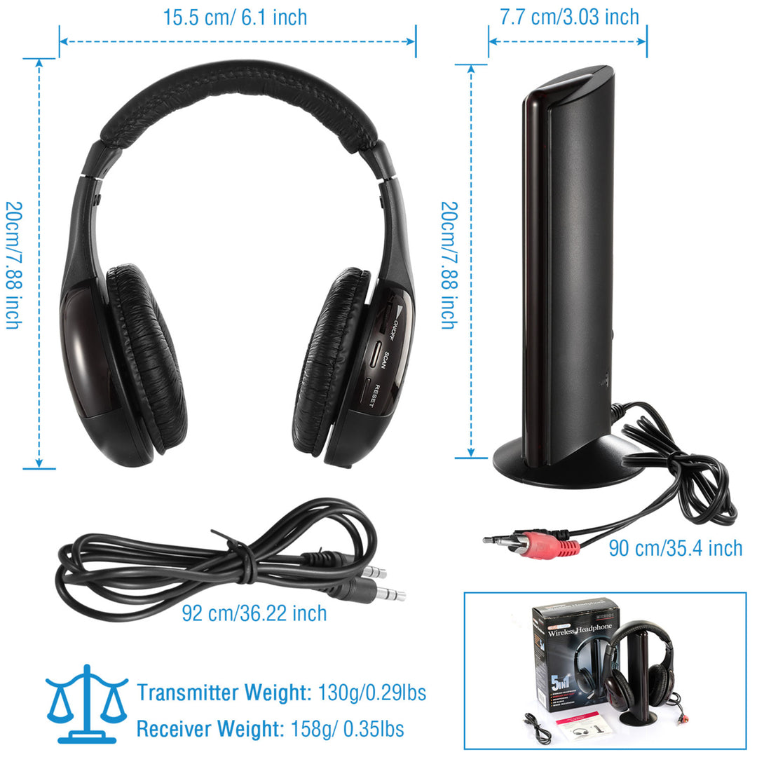 Wireless RF Headphones HiFi Over-Ear Headsets RF Transmitter Receiver Image 9