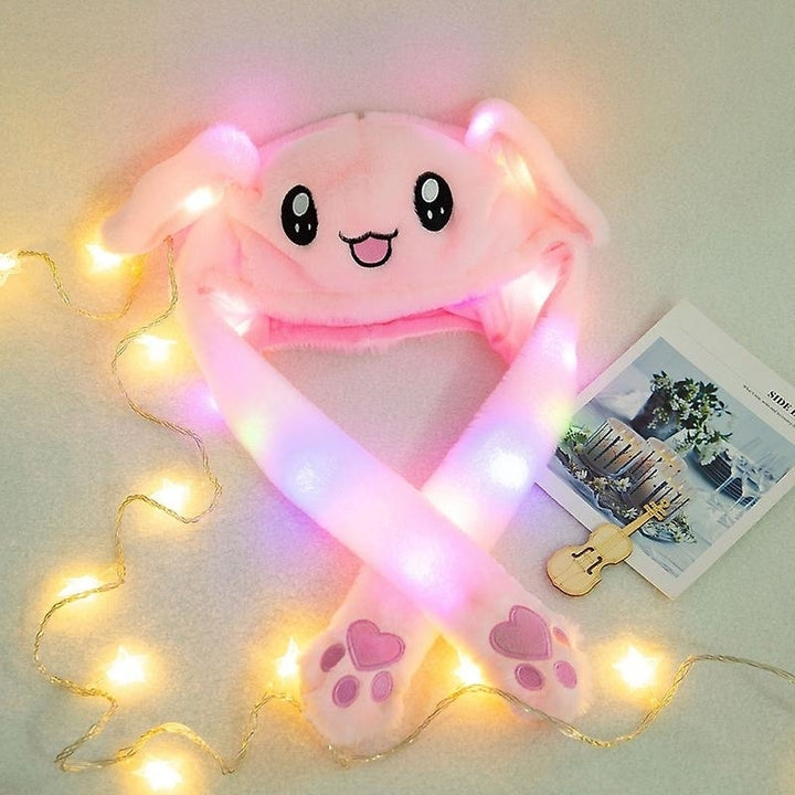 Led Glowing Plush Bunny Funny Hat With Moving Jumping Ears Image 7