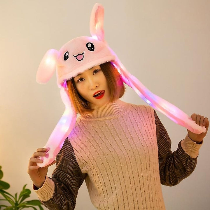 Led Glowing Plush Bunny Funny Hat With Moving Jumping Ears Image 8