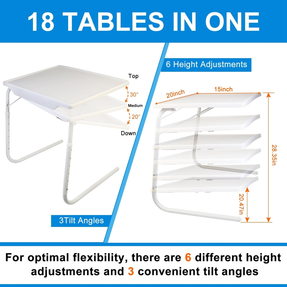 Foldable Tray Table Portable Sofa TV Tray 6 Heights 3 Angles Laptop Desk Image 2