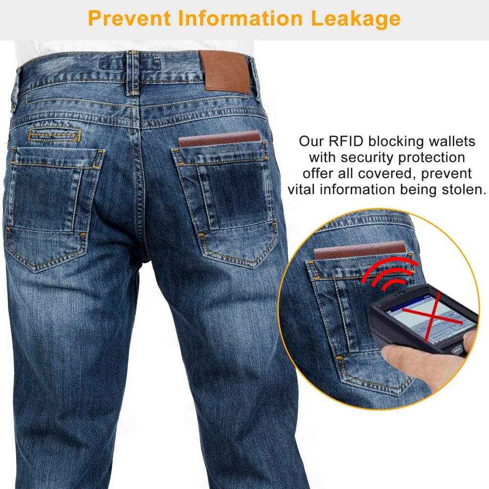 Men Wallet PU Leather Bifold Purse Slim RFID Blocking Card Holder Cases Image 2