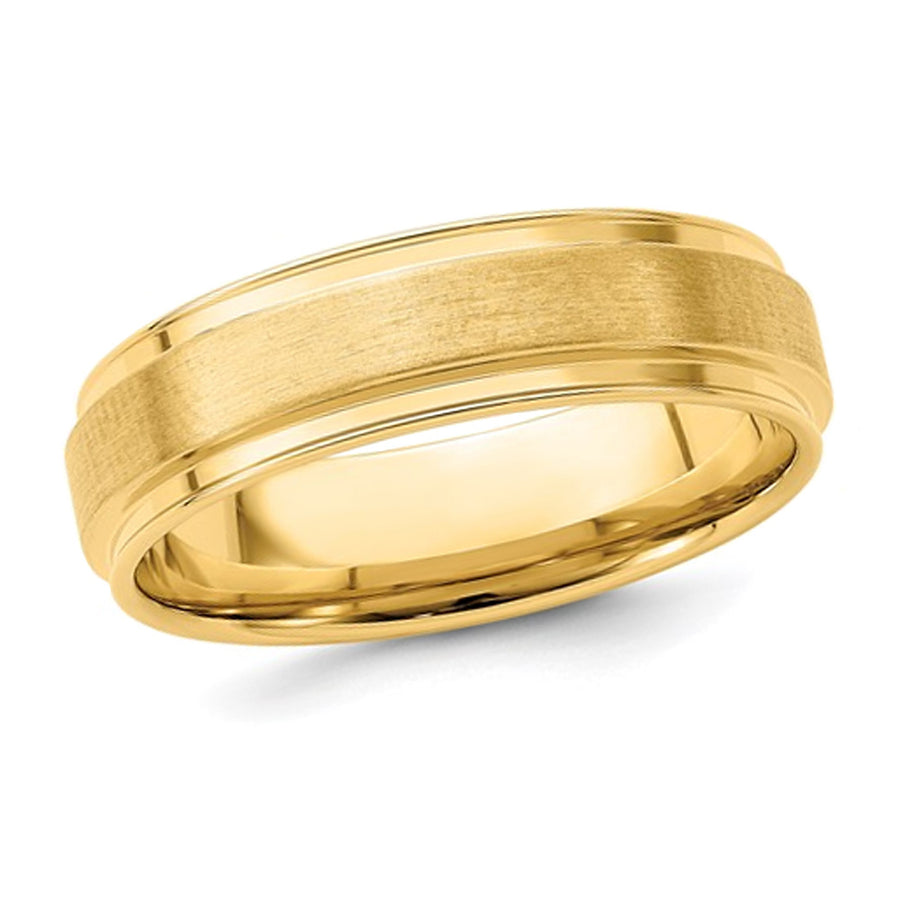 Mens 14K Yellow Gold 6mm Brush Satin Wedding Band Ring Image 1