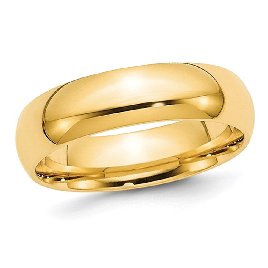 Mens 10K Yellow Gold 6mm Polished Wedding Band Ring Image 1