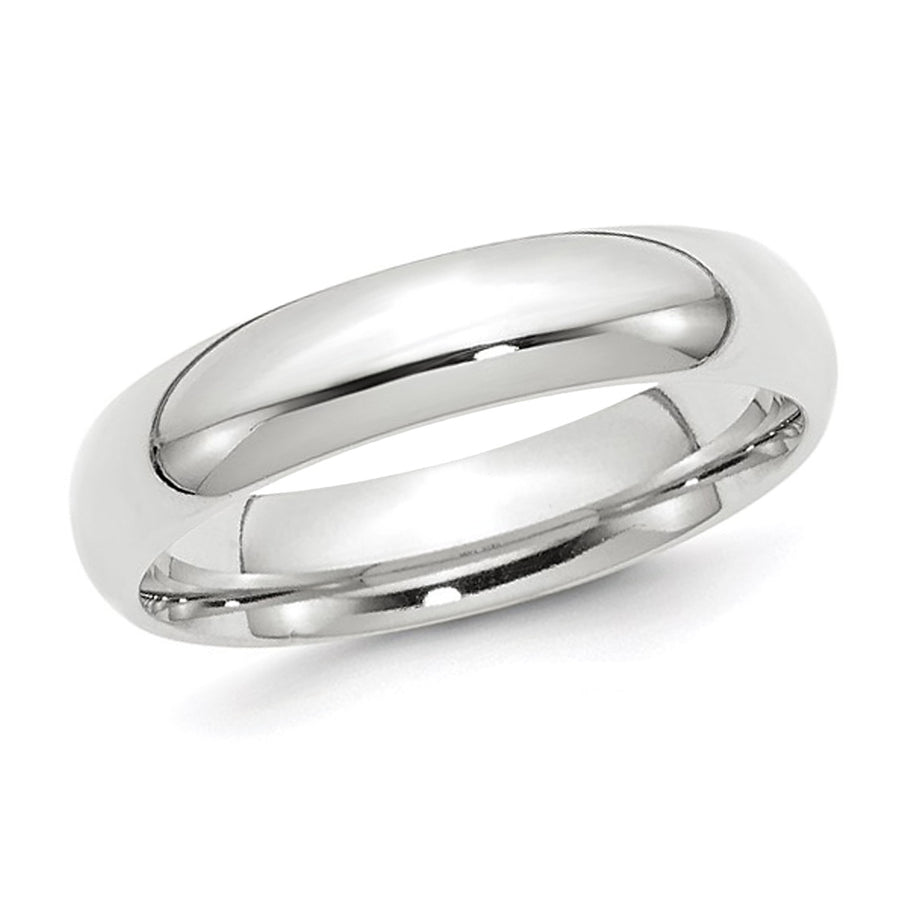 Ladies 10K White Gold 5mm Polished Wedding Band Ring Image 1