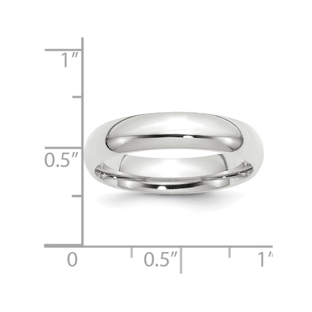 Ladies 10K White Gold 5mm Polished Wedding Band Ring Image 2