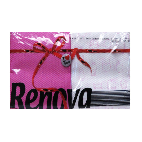 Renova Red Label Table Napkin- White and Fucsia (220 Counts) Image 1