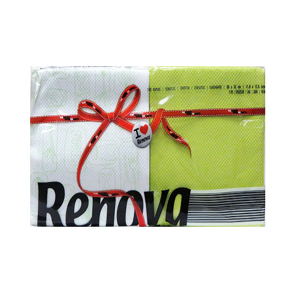 Renova Red Label Table Napkin- White and Green (220 Counts) Image 1