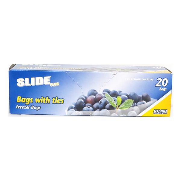 Slide Plus Freezer Medium Bags with Ties (20 Bags) Image 1