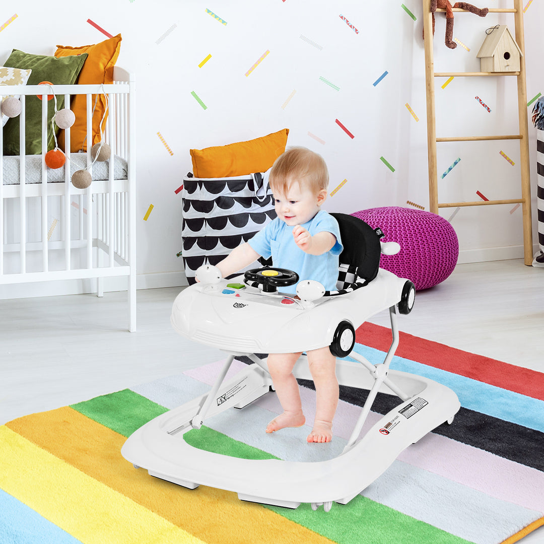 Costway 2-in-1 Foldable Baby Walker w/ Adjustable Heights and Music Player and Lights Image 3
